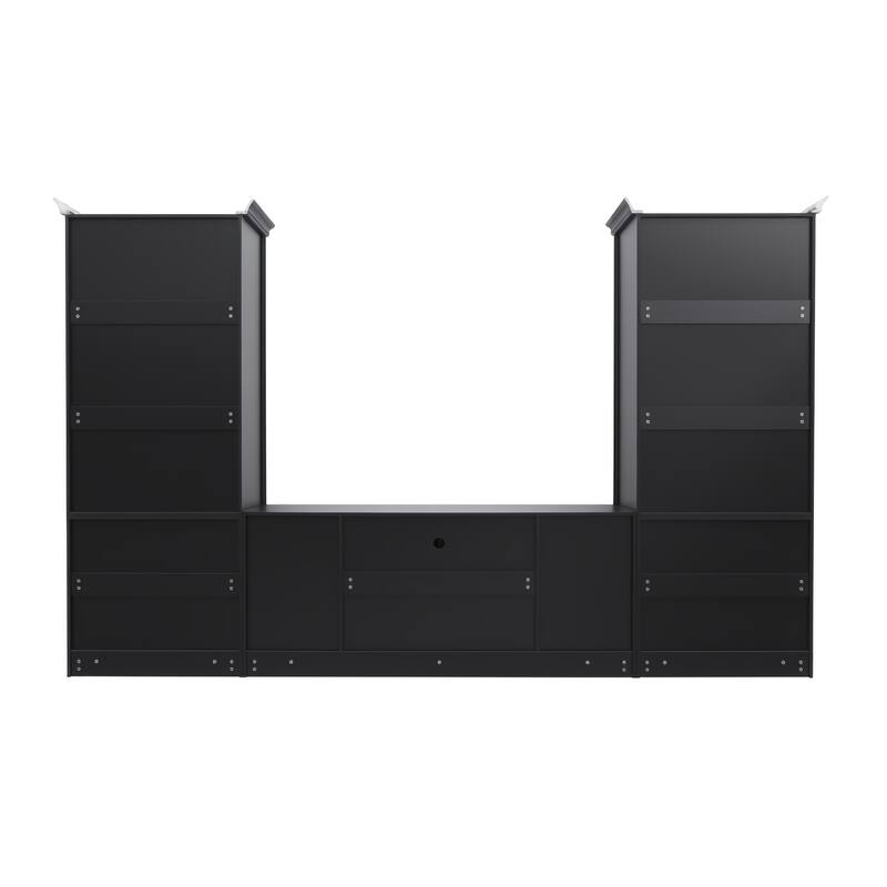 128" Wall Unit Entertainment Center for TVs up to 80", Modern Media Console with Glass Cabinets
