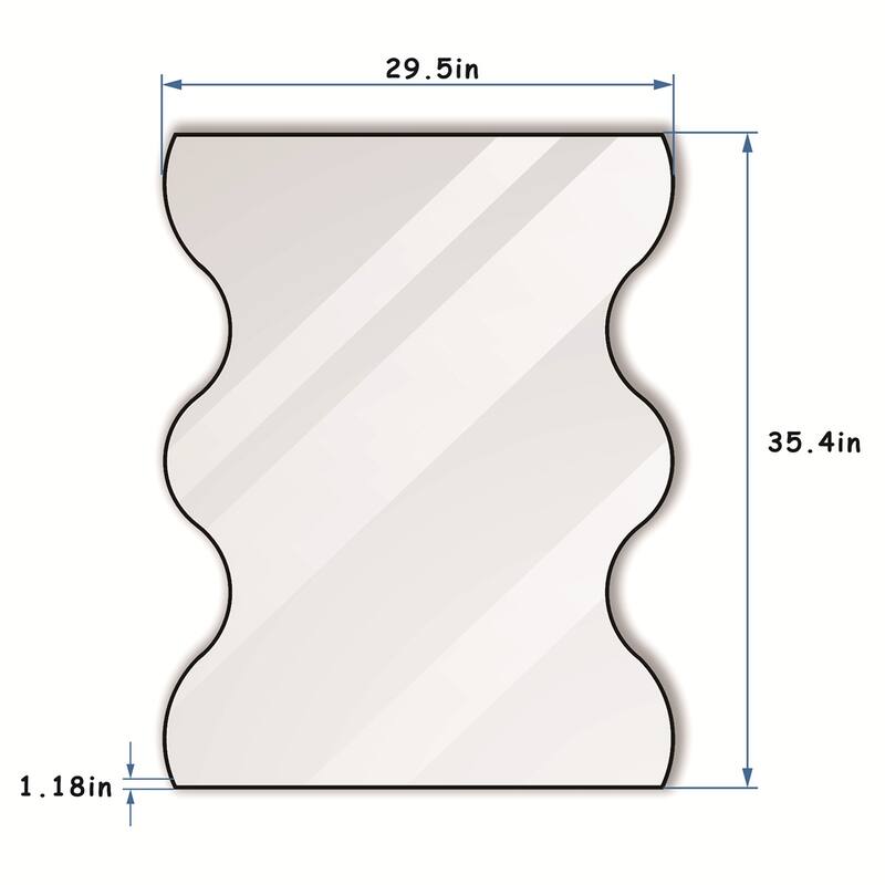 Black Rectangular Wall Mirror with 2 Wavy Sides Metal Framed