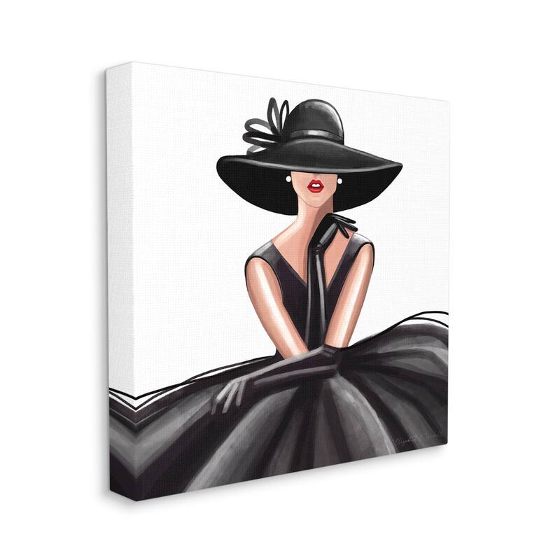 Stupell High End Fashion Glam Pose Luxurious Black Dress Canvas Wall Art