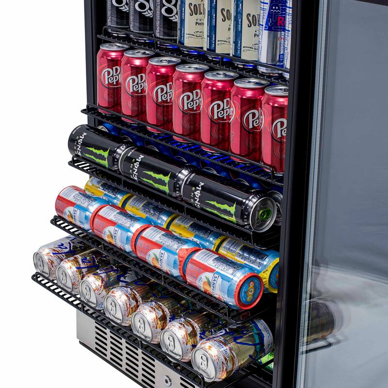 Newair 24" Built-in 177 Can Beverage Fridge in Stainless Steel with Precision Temperature Controls, Adjustable Shelves,
