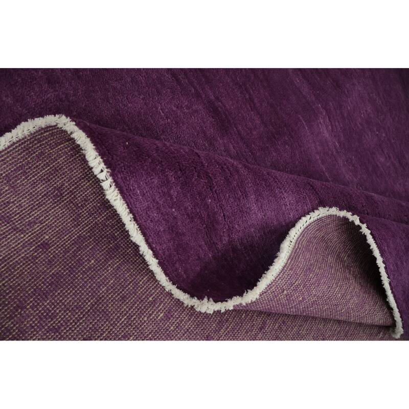 Hand Knotted Oriental 100% Wool Carpet Modern Solid Purples Gabbeh Area Rug - 9' 2'' X 6' 1''