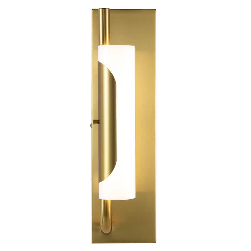 SAFAVIEH Lighting Igballe 16" Modern & Contemporary Wall Sconce - 5" W x 4" D x 16" H - Brass Gold - 16Wx5Dx4H