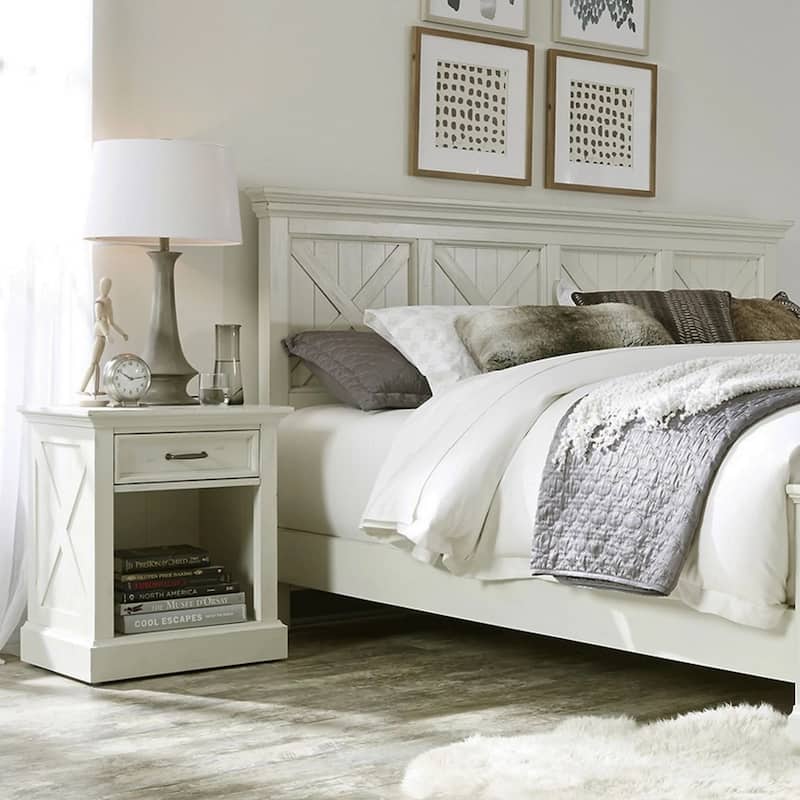 Seaside Lodge Off-White 2-Piece King Headboard and Nightstand Set by homestyles - King - 2 Piece
