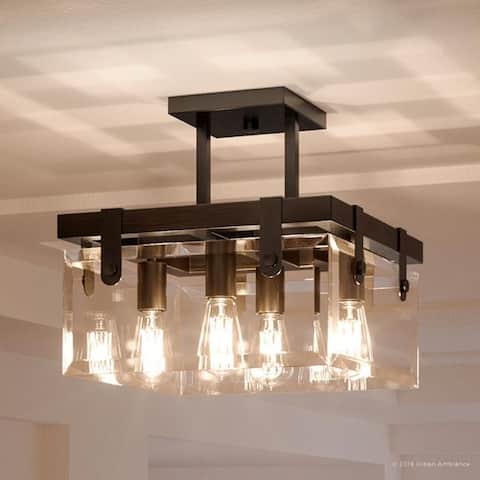 Luxury Modern Farmhouse Ceiling Fixture, 14"H x 21"W, with Industrial Chic Style, Olde Bronze Finish by Urban Ambiance