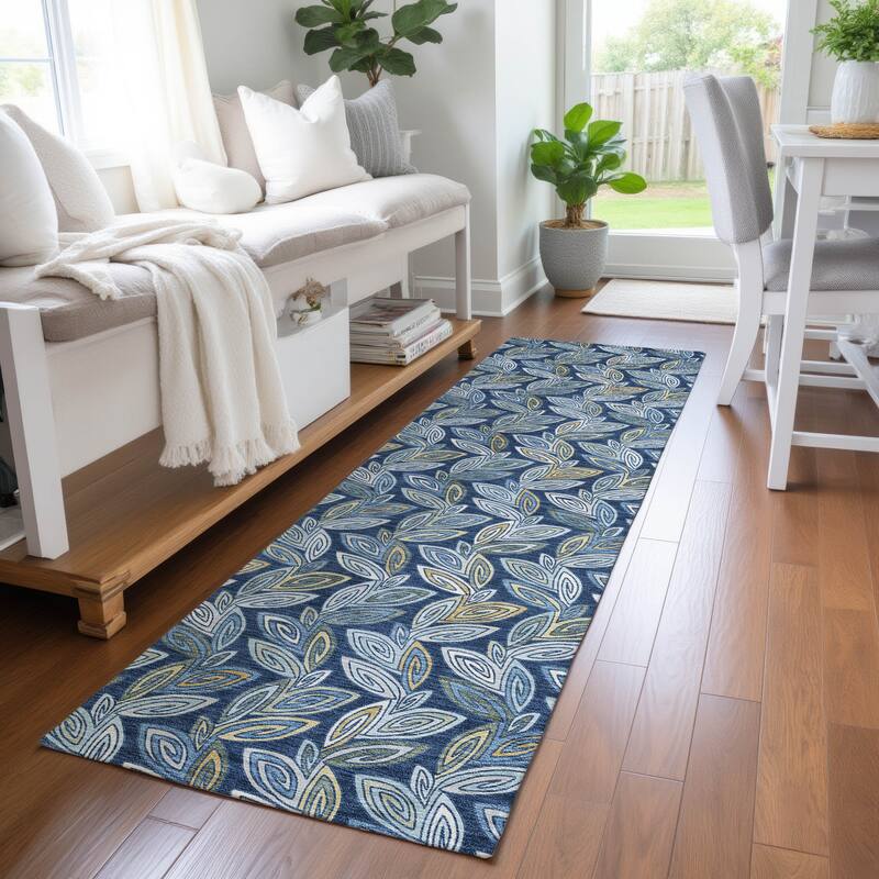 Machine Washable Indoor/ Outdoor Modern Rose Hill Chantille Rug