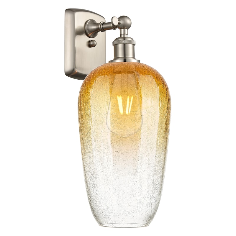 Innovations Lighting 516-1W-16-7 Brookhaven Flute Sconce Brookhaven - Brushed Satin Nickel / Amber
