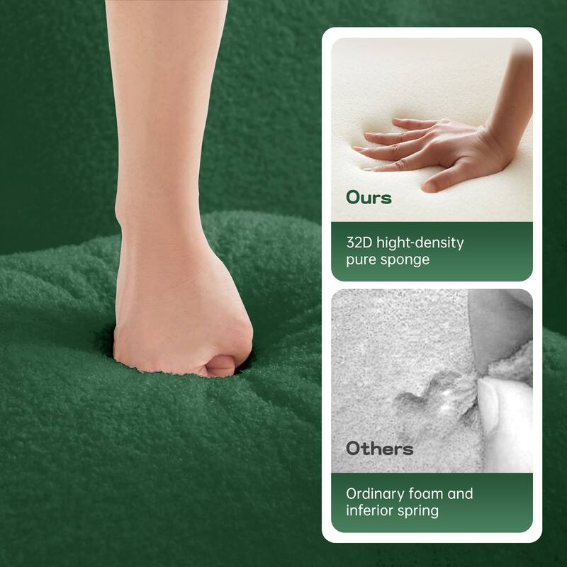 135" Two-Tone Sofa Teddy Fabric Sofa, Boneless Couch with Sponge Cushions, Stylish Sectional Sofa with Pillows for Living Room