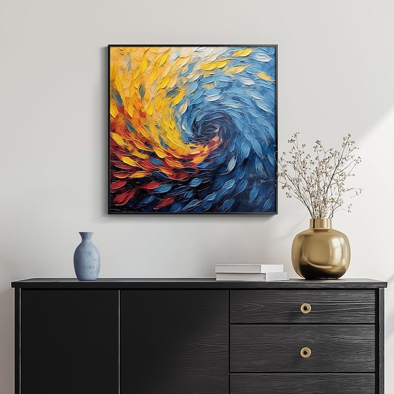 Framed Blue Modern Abstract Wall Art