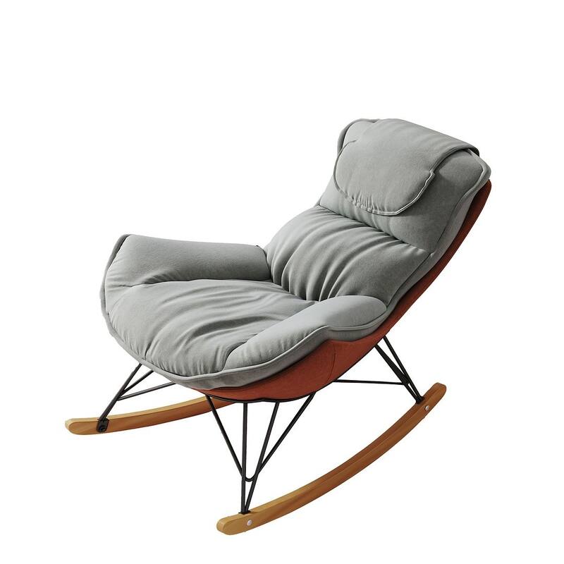 43.30 "W Modern Velvet Upholstered Sliding Rocking Chair with Removable Washable Seat Cushion