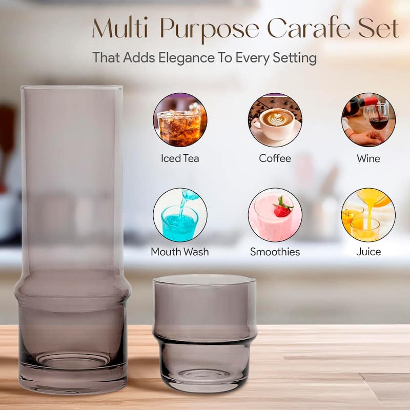 Elle Decor Bedside Water Carafe with Tumbler Doubles as Lid - 3.34" x 9.28"