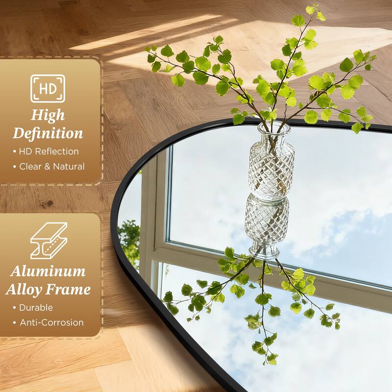 Aluminum Alloy Irregular Full-Length Floor Mirror-Freestanding, Wall-Mounted or Leaning - 24x63