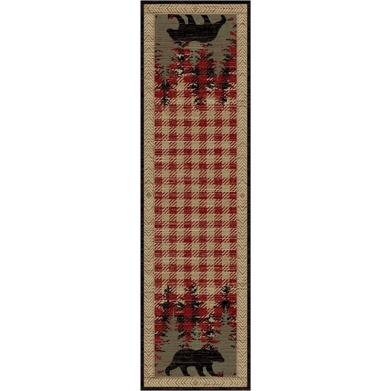 American Destination Lodge Bear Plaid Rug