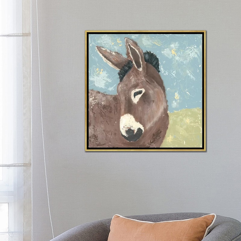iCanvas "Farm Life-Donkey" by Jade Reynolds Framed Canvas Print
