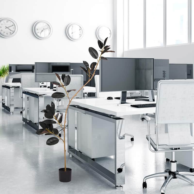 GDFStudio - Lysandra 6.9ft Artificial Rubber Tree with Real-Touch Leaves and Modular UV-Resistant Branches