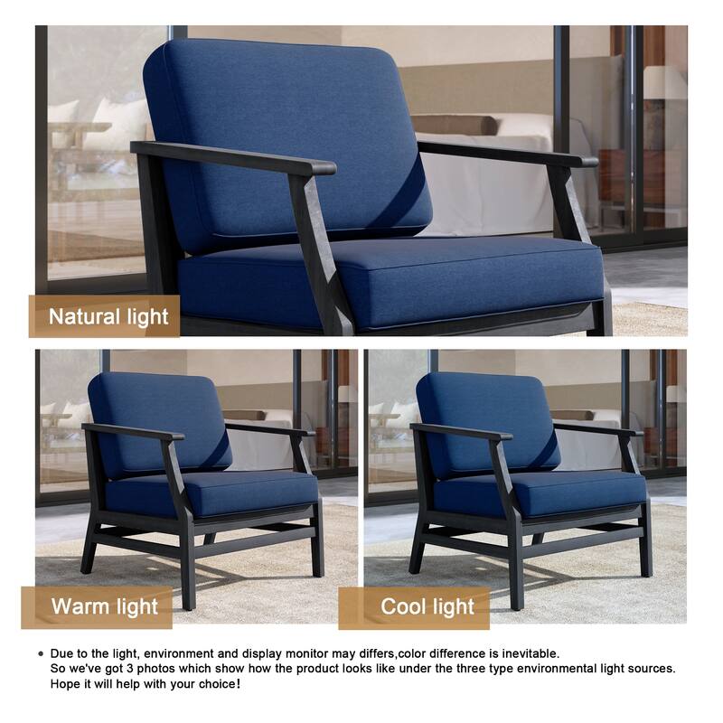 Outdoor Teak Wood Club Chairs with Cushions (Set of 2)