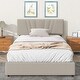 preview thumbnail 10 of 14, Grey Full Upholstered Platform Bed with Lifting Storage and Tufted Headboard Light beige - Full