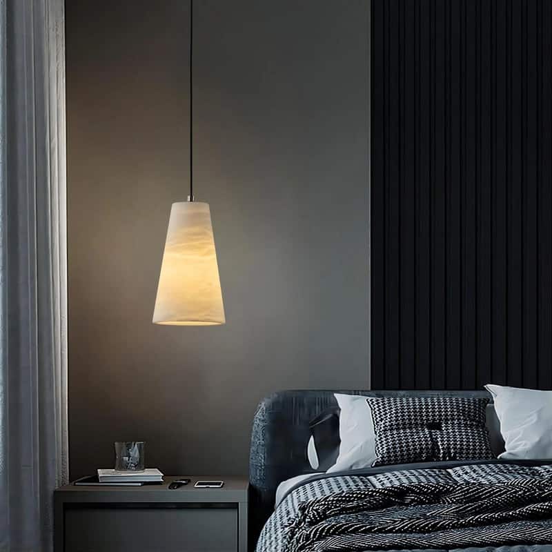 KAYLA 2 Light Pendant Light, Cone Natural Alabaster Shade Pendant Light for Dining Room, Kitchen Island(Bulb Included)