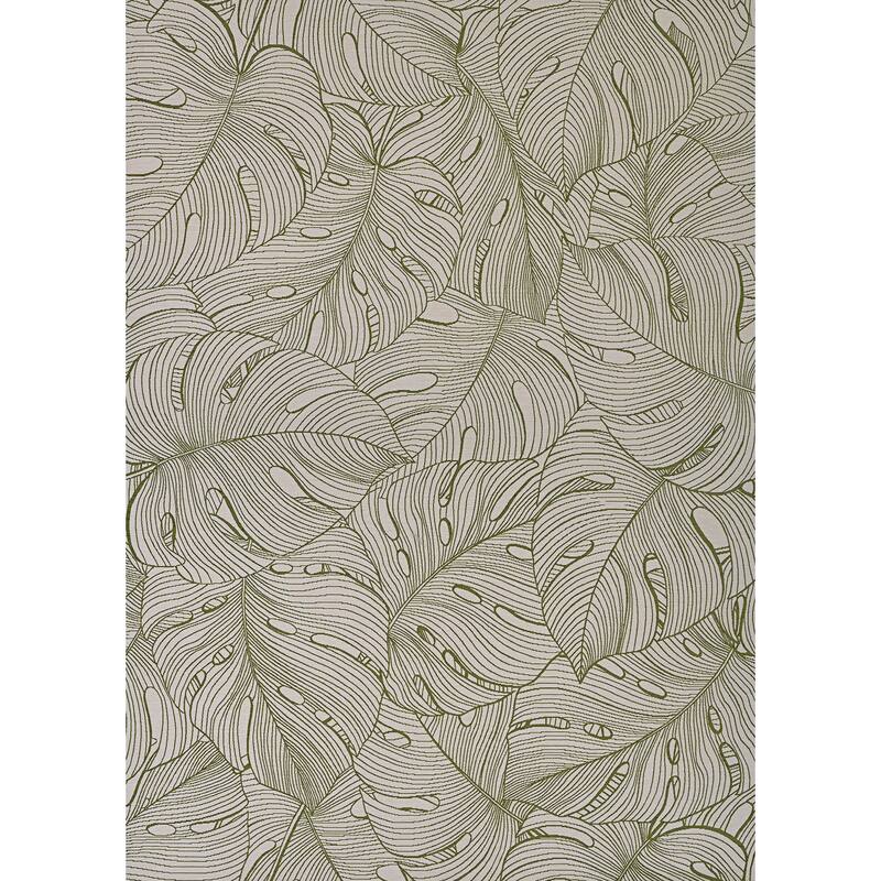 Dream Decor Rugs Juniper Monstera Indoor Outdoor Area Rug - 8'1" x 11'2" - Green/White