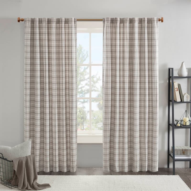 1 PCS Plaid Rod Pocket and Back Tab Curtain Panel with Fleece Lining