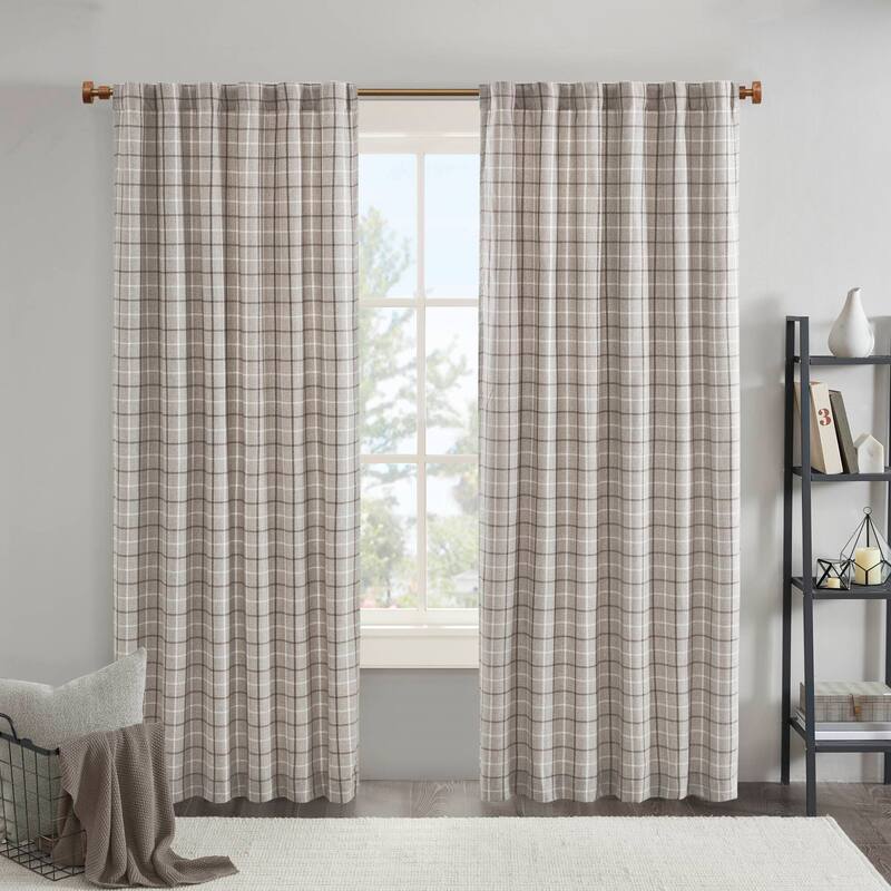Plaid Rod Pocket and Back Tab Curtain Panel