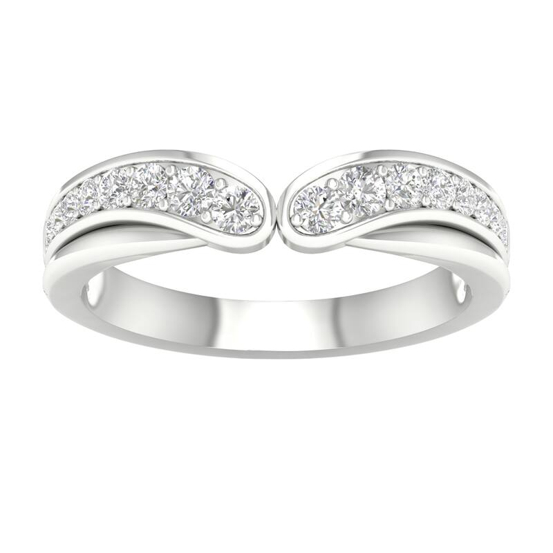 1/3ct TDW Diamond Contour Wedding Band in 10k Gold by De Couer - 7 - White