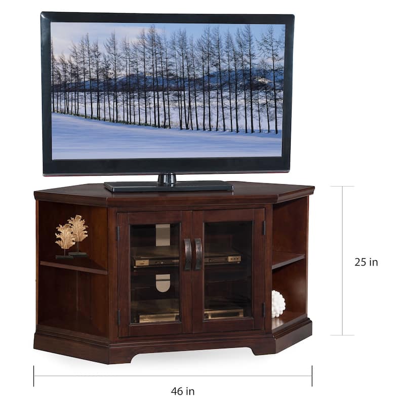 Leick Home Solid Wood Mission Oak Two Door Corner TV Stand
