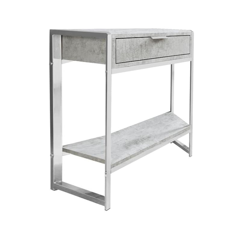 Modern 24" Bedside Table with Drawer and Shelf Rectangular Wood Top and Metal Frame Accent Table - 19.5”L x 12.75”W x 23.75”H