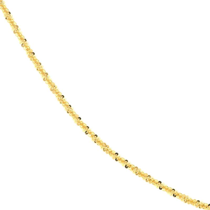 Curata 14k Yellow Gold 1.4mm Diamond Chain Necklace (Lobster)