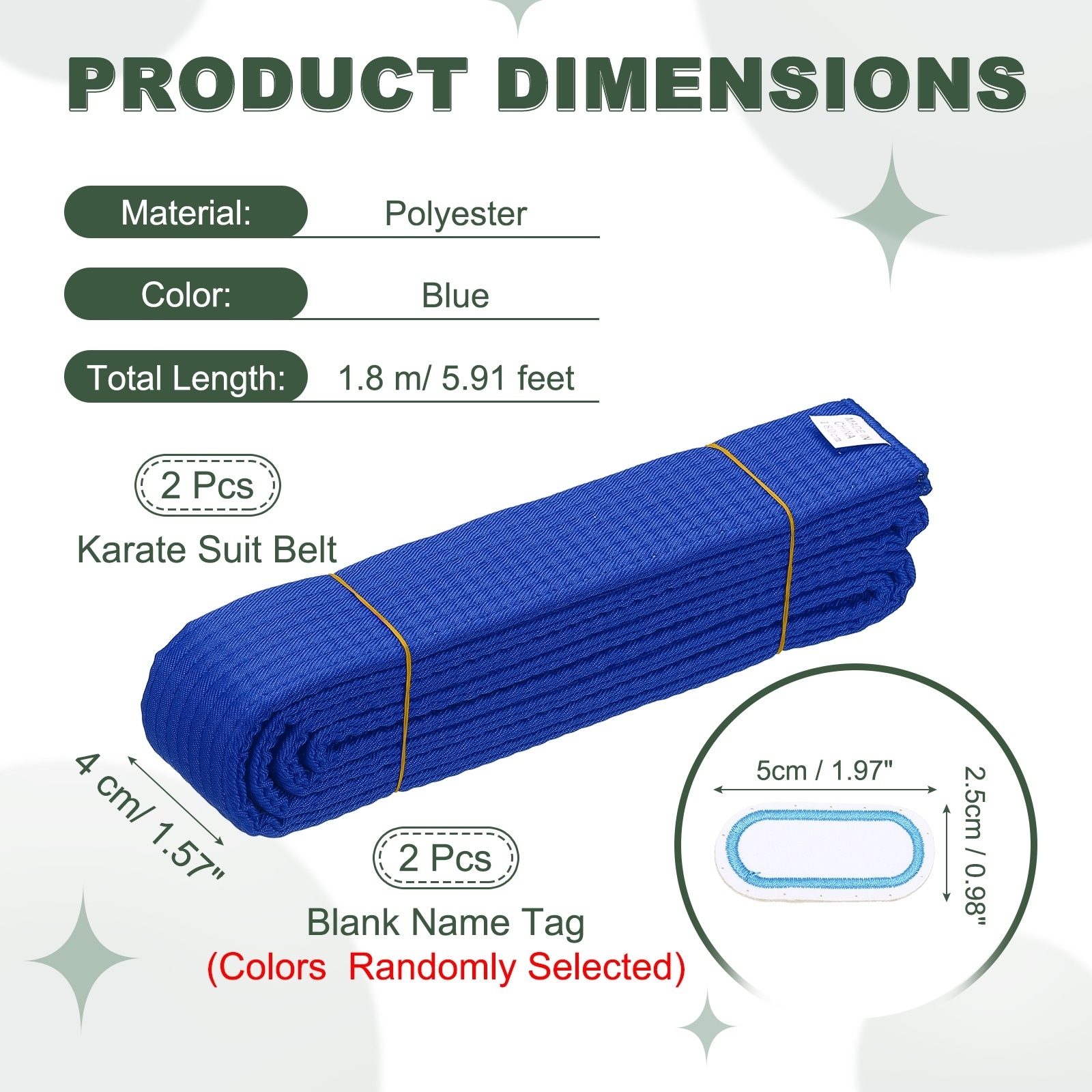 Karate Belt, Martial Arts Ranking Belts with Name Tag Solid Cotton Double-Layered Core Long Soft Uniform Training