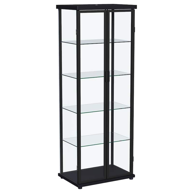Aero 5-shelf Display Curio Cabinet with LED Lighting - Black