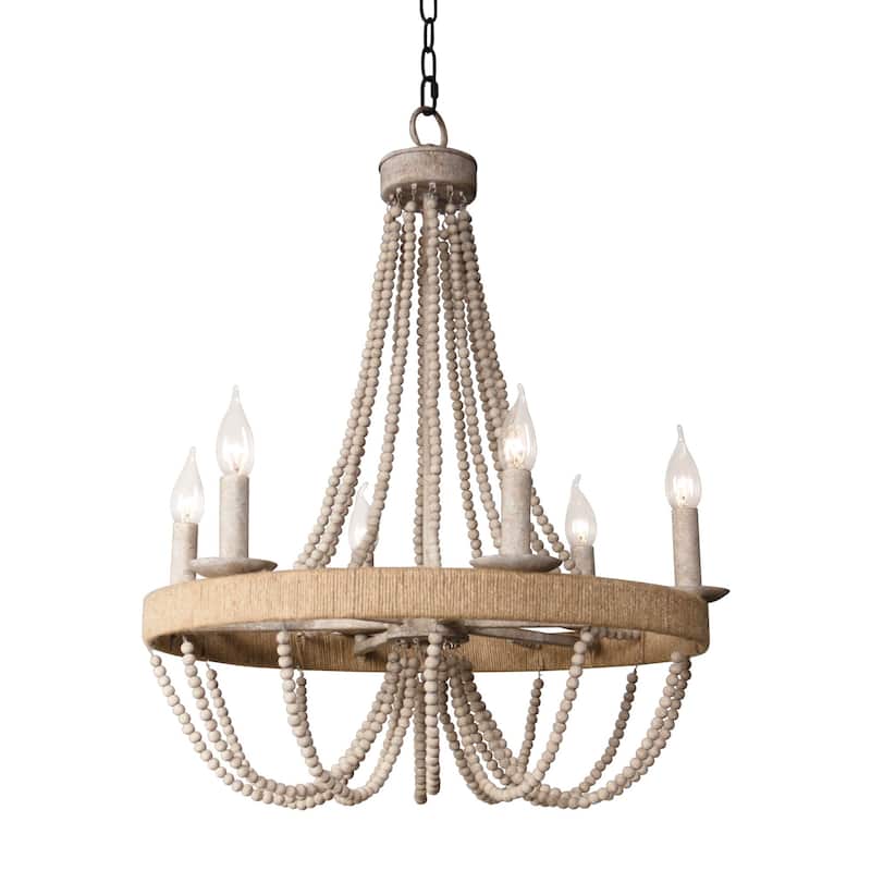 6-Light Wood Bead Chandelier