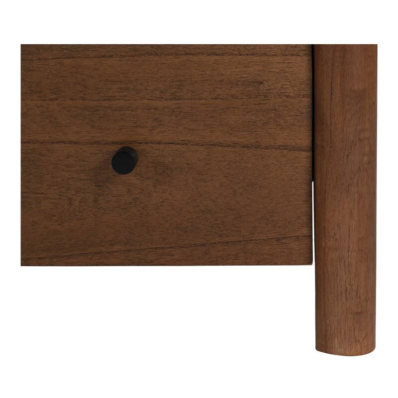 NADAAL STUDIOS Valina Nightstand, Wireless Charging with Traditional Silhouette in Hill Neem Wood, Brown