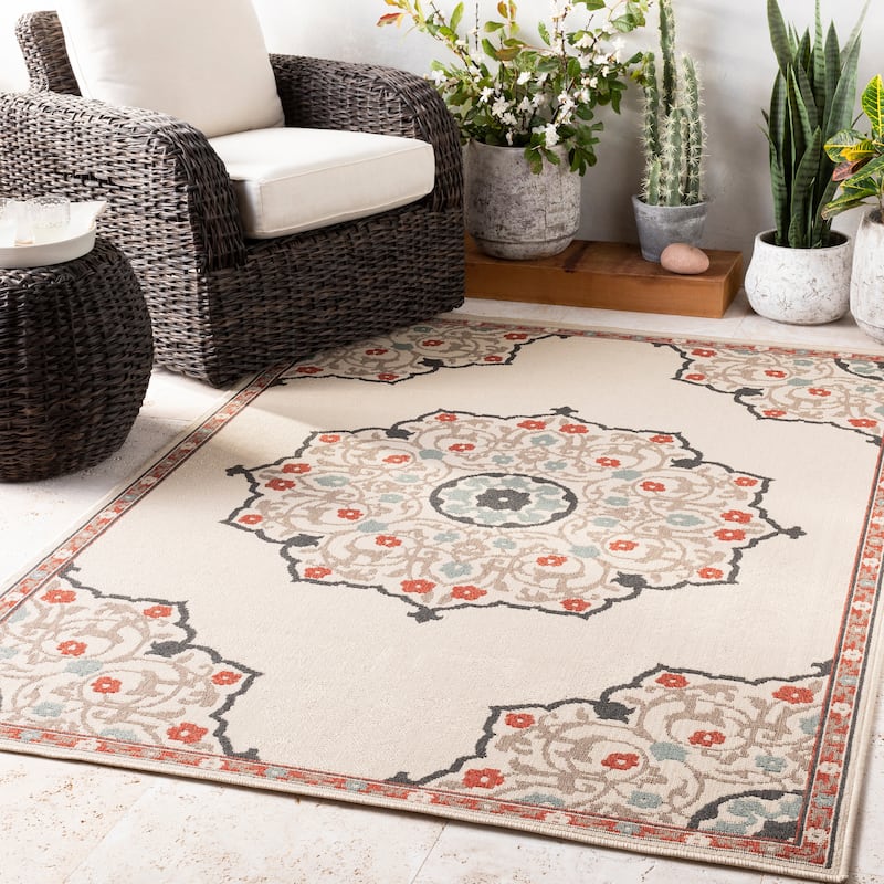 Artistic Weavers Erminio Medallion Indoor/ Outdoor Area Rug - 8'10" x 12'10" - 8'10" x 12'10" - Burnt Orange