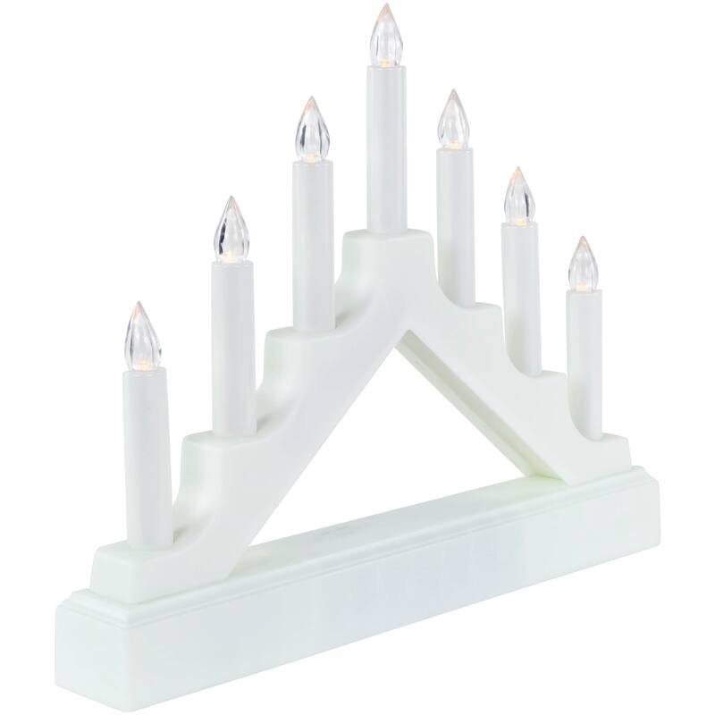 LED Lighted Christmas Candelabra Bridge - White Base - 13"