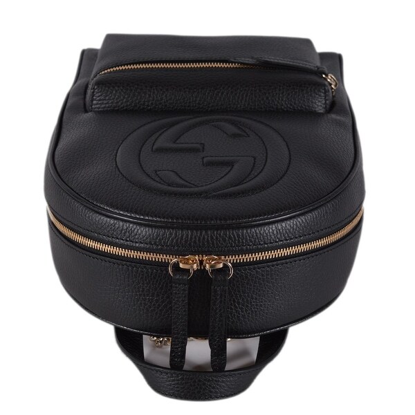gucci pebbled calfskin soho chain backpack black