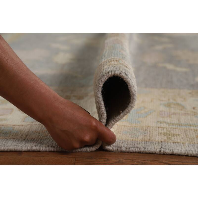 Hand Knotted Oriental 100% Wool Carpet Transitional All-Over Greys & Charcoal Oushak Area Rug - 12' 0'' X 9' 2''