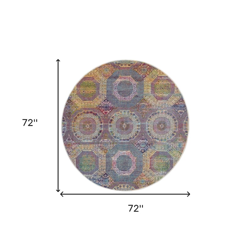 Hodis Power Loomed Distressed Geometric Modern Non Skid Area Rug By HomeRoots - 72' X '72' X '0.5