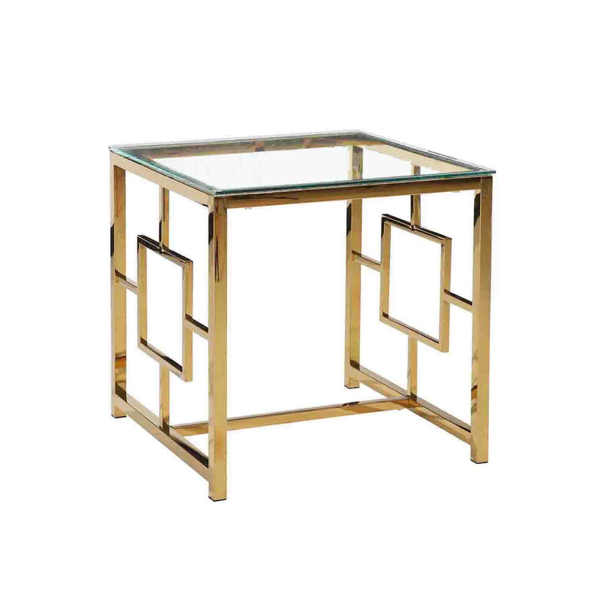 Shop Sagebrook Home 12804 02 Stainless Steel Glass Side Table Gold Kd Metal 21 75 X 21 75 X 21 75 Inches Overstock 21353398