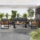 preview thumbnail 11 of 32, 4 Pieces Outdoor Furniture Sofa for 5 Person Conversation Set Grey Cushion+Black Frame