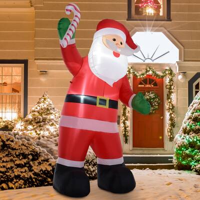 HOMCOM 8 ft. Santa Inflatable Christmas Decoration, Large Christmas Decoration, Outdoor Blow-Up Holiday Yard Decoration