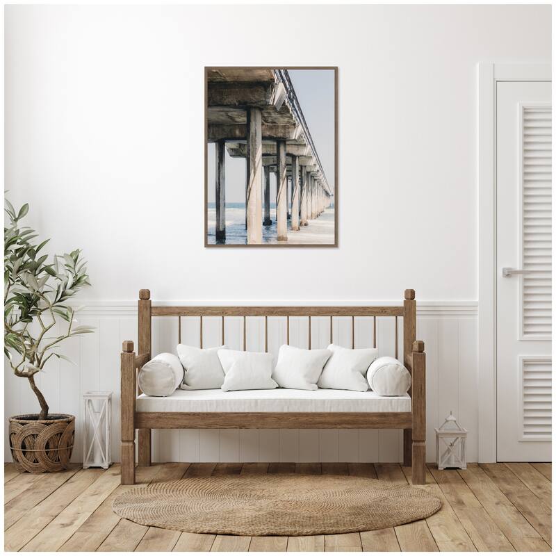 Kate and Laurel Pier Over The Water by Alicia Abla Framed Canvas Wall Art Print