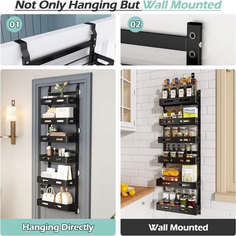 6Tier Over the Door Pantry Organizer - 7"D x 16.5"W x 51.6"H