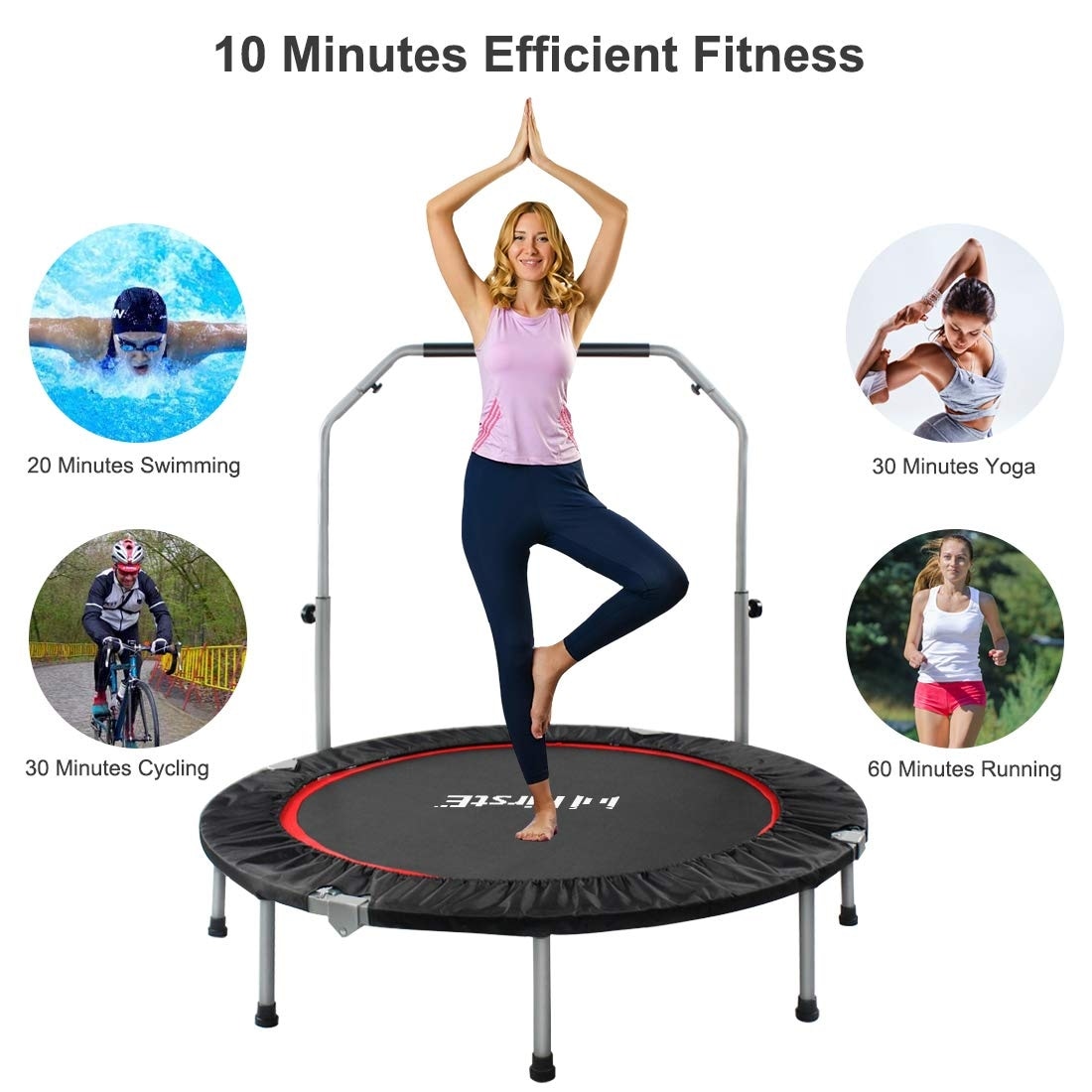 48 Foldable Fitness Trampolines with Adjustable Heights Foam
