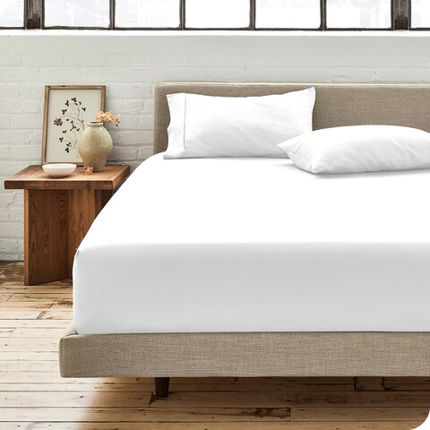 Bare Home Cotton Fitted Bottom Sheet - Crisp Percale Weave - Lightweight & Breathable