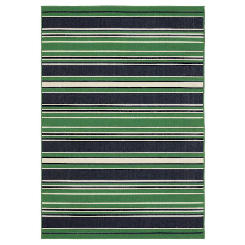 Harlowe Preppy Stripe Green/ Navy Area Rug - 1'10" x 7'3"