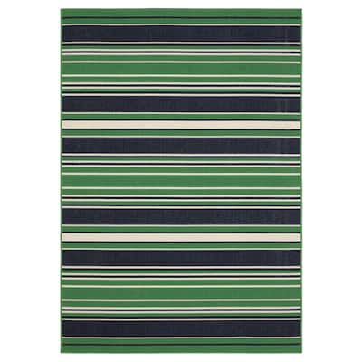 Harlowe Preppy Stripe Green/ Navy Area Rug