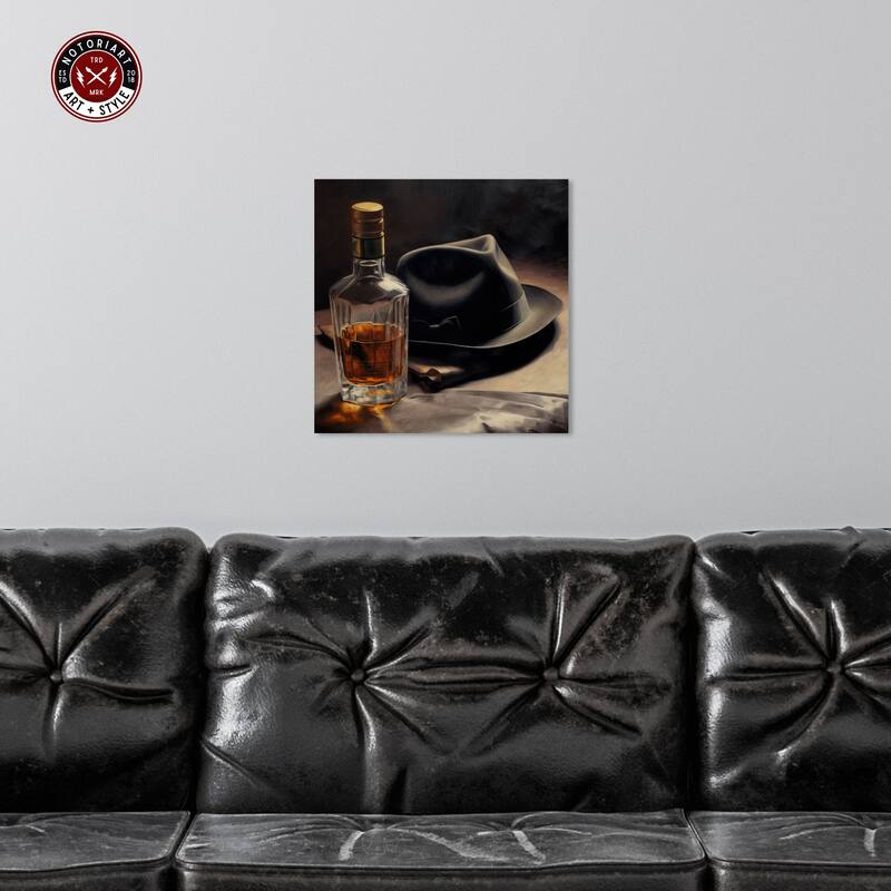 Notoriart Whiskey And Vintage Hat Ii Gallery Wrapped Bar Cart Art For Men