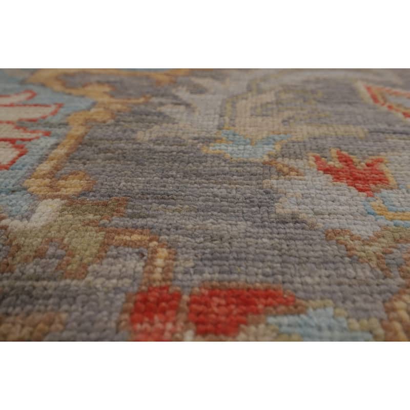 Oushak Turkish Area Rug Vegetable Dye Hand-Knotted Grey Wool Carpet - 8'1"x 9'9"