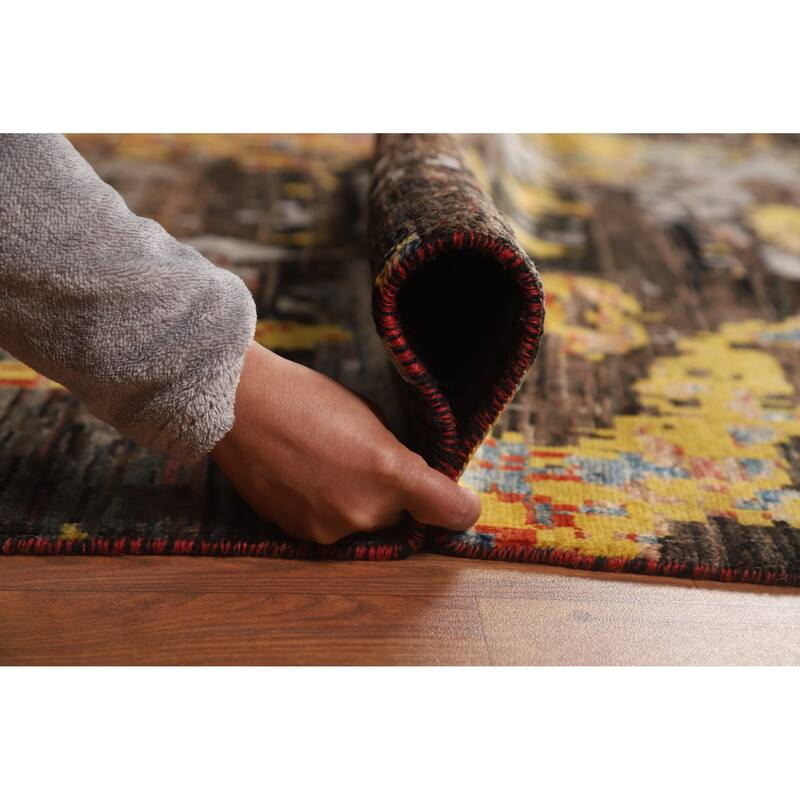 Contemporary Abstract Oriental Area Rug Hand-Knotted Wool Carpet - 8'3" x 11'3"