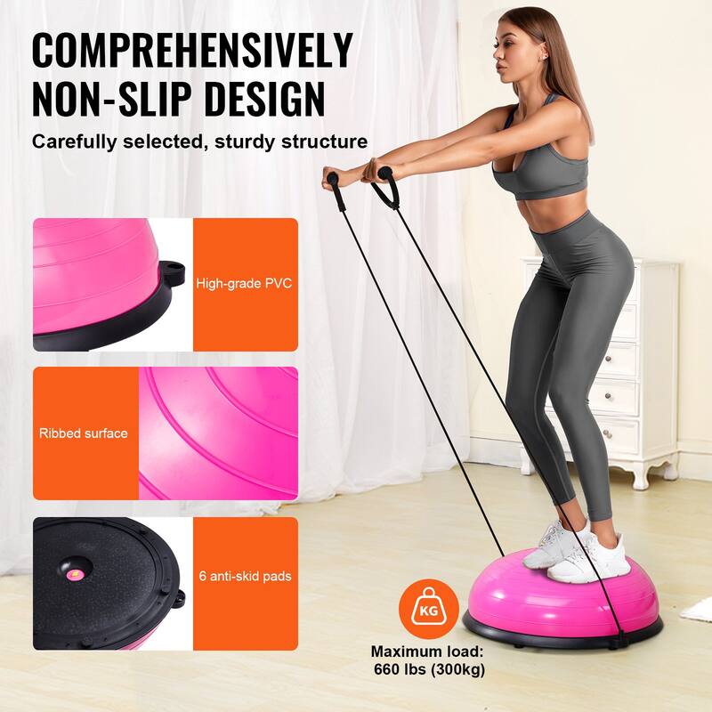 Half Balance Ball Trainer 23" for Full Body Workout, Home Gym Fitness